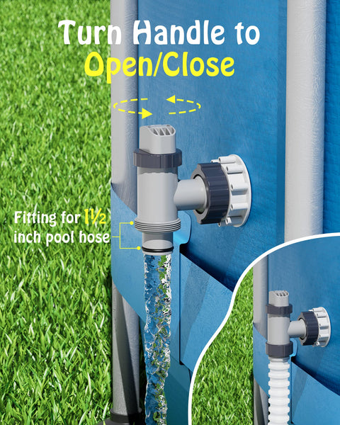 Plunger Valve Replacement 2 Pack For Intex Pool Pumps And Filters, easy install on-off valve with handle for above ground pool hose