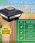 Solar Post Cap Lights For 4x4 Posts, Outdoor Waterproof Deck And Fence Lighting, Black, 6 Inch Cap Lights, Fits Wood Posts 4x4, Not For Vinyl, 8 Pack, Easy Install visible