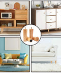 Six Inch Straight Wood Furniture Legs Set Of Eight For Sofa Couch Table Cabinet Chair Dresser Bed Or Ottoman Replacement Legs Durable Rubber Wood With Varnish Finish And Easy Install shown on furniture
