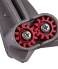 Level Up Your Setup With This Heavy Duty Taurus 3 Ring Saw Stabilizer For Better Grip Less Grommet Wear And Super Smooth Cuts Through Thick Metal Plates, close-up of red gears.