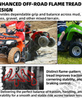 Close-up of 145/70-6 Tubeless Tire For ATV And Go Kart Mini Bikes with enhanced flame tread design for off-road use