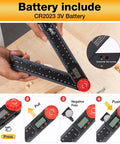 Digital Angle Finder Protractor Ruler 7 Inch 200mm Angle Measuring Tool Easy Grip Design shows battery compartment and measurements.