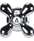 Cross Arm Faucet Handle For Tub Shower And Sink Fits 2 To 3 Handle Faucets Chrome White Porcelain Finish 2 Pack Does Not Fit Delta And Moen Faucets Replacement For Most 2 Or 3 Handle Faucets In Bathrooms And Kitchens. Close-up of chrome cross arm design