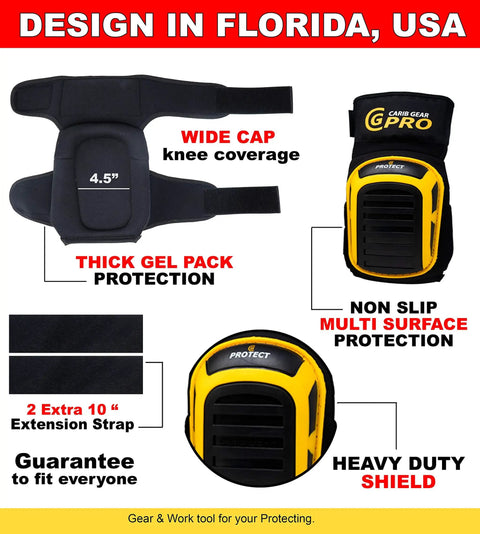All In One Beefy Heavy Duty Work Knee Pads Kit With Double Gel Construction, non-slip straps, and wide cap design for protection