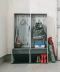 Open Design Storage Locker With Benches And Shoe Cubbies Freestanding Cabinet With Metal Hooks Weather Resistant And UV Protected
