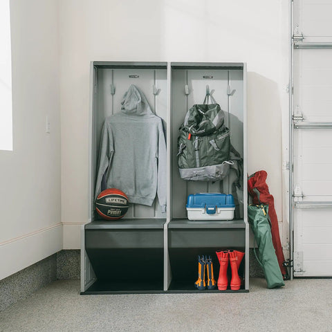 Open Design Storage Locker With Benches And Shoe Cubbies Freestanding Cabinet With Metal Hooks Weather Resistant And UV Protected
