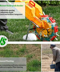 Eight Outlet Hand Push Seed Drill And Fertilizer Spreader For Precise Planting Depth And Spacing In Your Garden, in use vs manual planting