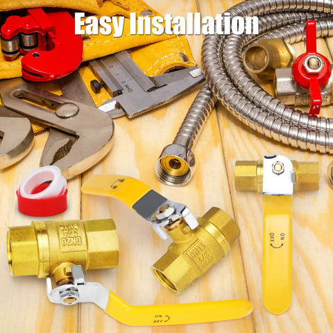 2 Inch Full Port Brass Ball Valve With Female NPT Threads, Heavy Duty Plumbing Fitting, 2 Pack Shut Off Valve for Water Oil and Gas displayed