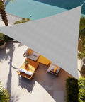 Triangle Shade Sail 16 By 16 By 22 Feet 6 Inches Light Grey Breathable UV Blocking Outdoor Canopy over patio with D rings