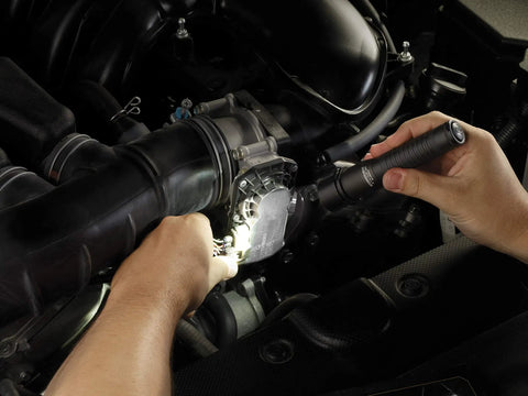 Using Strion LED Flashlight With AC And 12V DC Charger And 2 Holder, Built Tough Aluminum Body, 375 Lumen for car engine inspection