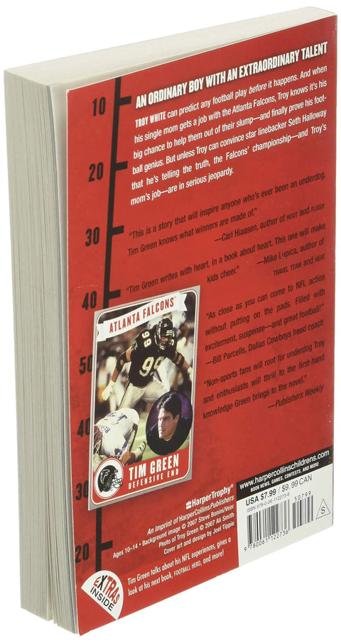 Back cover of 'Underdog Gridiron Hero: An Action Packed Football Tale For Young Readers,' featuring book synopsis and Tim Green photo.