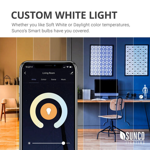 Custom white light settings on phone app for Six Pack WiFi LED Smart Bulbs B11 Candelabra E12 Base Four Point Five Watt Dimmable