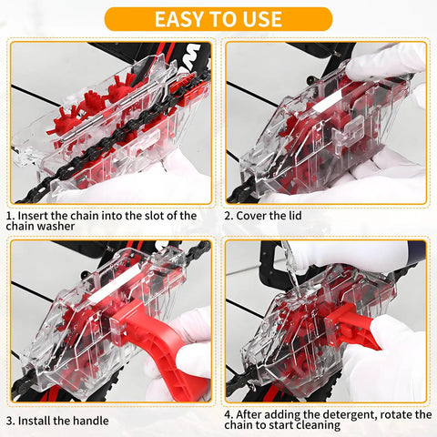 Bike Chain Cleaner Tool Kit With Built In Brushes Transparent Cleaning Machine For Mountain And Road Bikes instructions.