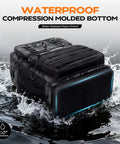 Camo Fishing Backpack With Tackle Box Kit And Rod Holders, Water Resistant Sling Tackle Bag floating on water surface