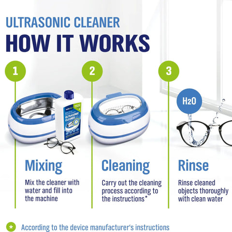 Ultrasonic cleaner process steps with Heavy Duty Ultrasonic Cleaner Concentrate That Makes Eight Gallons For Glasses Retainers Dentures Aligners Razors And Firearm Parts Doing A Beast Mode Job On Stubborn Grime With Zero Hassle.