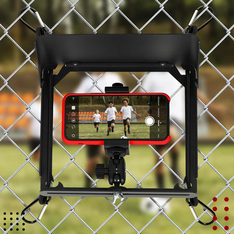 Fence Mount For Cell Phone With Shade And Power Bank Pouch Outdoor Phone Holder Kit That Reduces Glare Keeps Screen Visible And Cool No Fuss Easy Install For Deck Or Fence Rail Game Changer Mounting Kit, phone on fence