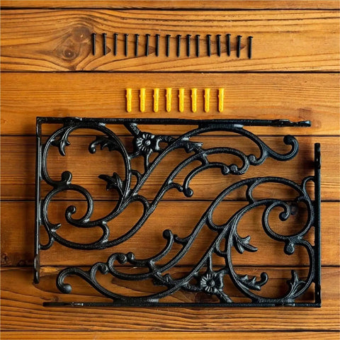 Certified Knockout Vintage Cast Iron Shelf Brackets For Heavy Duty Wood Floating Shelves and Ornate Wall Mounted Display Supports That Look Absolutely Dope In Every Single Home components and screws.