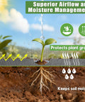 Built Tough 4Oz Nonwoven Geotextile Weed Barrier Fabric 3Ft By 100Ft used in garden, showing airflow and moisture management with plant roots