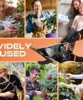 Collage showing varied uses of 8.5 Inch Pruning Shears For Easy Cuts With Ultra Sharp Japanese Steel Titanium Blade Arthritis Friendly Garden Clippers.