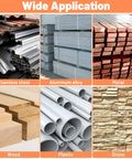 Collage showing stainless steel, aluminum alloy, metal, wood, plastic, and stone, suitable for 2-Pack 60 Grit Polishing Drum Wheel Set use.