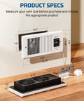 Dual Fan Register Booster For Hard To Reach Spaces, 4 Inch By 10 Inch Vent With 180 Degree Adjustable Grille, White Finish