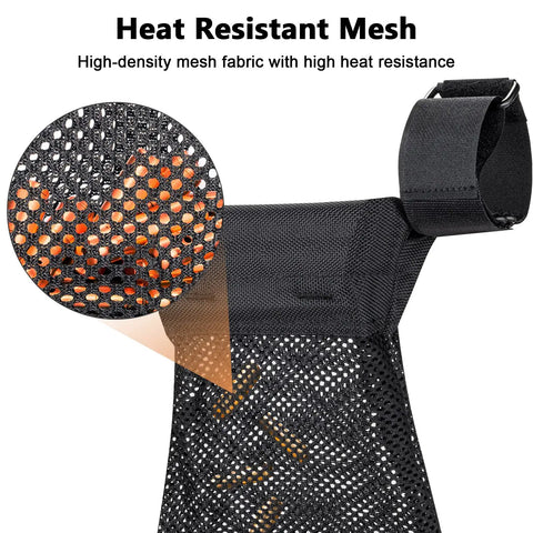 Beefy Heavy Duty Brass Shell Catcher Mesh with Heat Resistant Padding featuring close-up of mesh material and strap