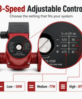 Heavy Duty Hot Water Circulation Pump Made Tough To Crush High Head Loads One Eighth HP 115 Volt with 3-speed controls
