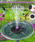 3.5W Solar Bird Bath Fountain Pump With 8 In 1 Nozzles And 4 Fixed Pipes For Hummingbirds in garden