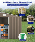10 Foot By 8 Foot Outdoor Storage Shed Made From Galvanized Metal With Vents And Sliding Door Waterproof Garden Tool Shed For Patio Or Backyard To Store Bikes Lawn Equipment Tools And More