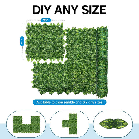 Watermelon Leaves Faux Ivy Privacy Fence Screen For Indoor Outdoor Use, UV Resistant, Realistic Fake Ivy Wall Hedges, DIY panel sizes
