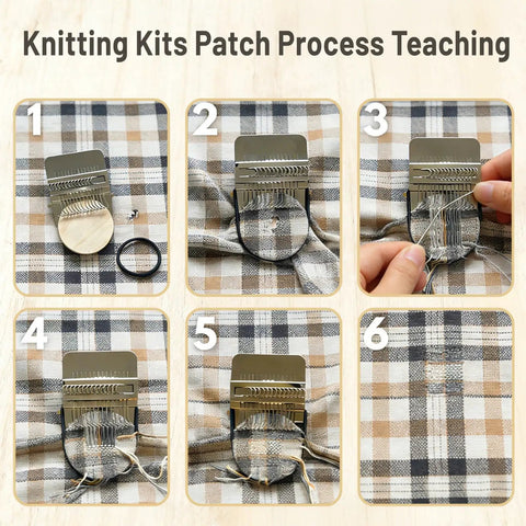 Image of Patch Maker Knit Patch Kit For Beginners And DIY Crafters Beginner Friendly No Fuss Mini Knit Patches Mending Kit process