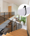 Pet Balcony Net For Cats And Dogs 16.5 Ft By 2.5 Ft Anti Fall Mesh Screen Black installed on staircase with cable tie detail