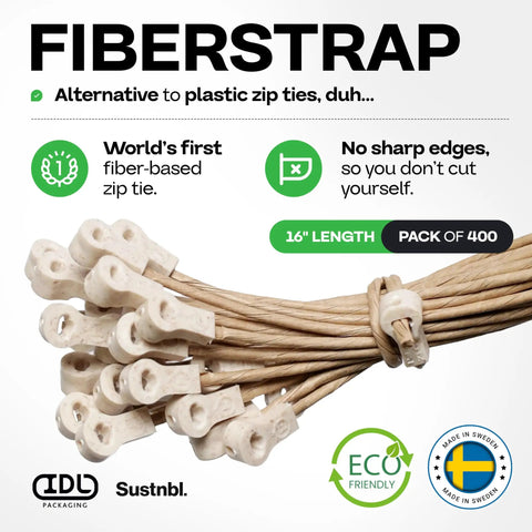 Fiber Based Eco Zip Ties 16 Inch 400 Pack Beefy Heavy Duty 44 Lb Strength Eco Friendly Tie Wraps UV And Temperature Resistant