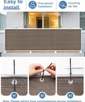 Brown Balcony Privacy Screen Fence Cover 3x10 Ft HDPE Mesh With Grommets UV Protection Weather Resistant shown installed on railing
