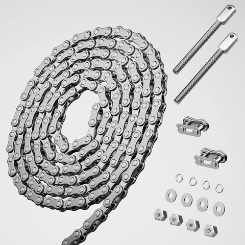 40 Roller Chain 10 Ft With Two Free Connecting Links And Two Tie Rod Chain Hardware For Sliding Gate Openers, Bikes, Mini Bikes, And Motorcycles Heavy Duty Carbon Steel Chain Kit