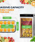 Image of Heavy Duty Commercial Dehydrator With Eighteen Trays And Jerky Hooks showcasing 18-layer capacity and drying fruits.