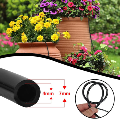 Image of 50 Foot Flexible PVC Distribution Tubing For Irrigation Drip System One Quarter Inch Drip Line installed in a garden