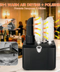 Commercial Glass Polisher And Bar Washer Delivers Crisp Spotless Shine With Smart Warm Air Blast Paired With Food Safe Bristles Handling Three Hundred Thirty Glasses Hourly A Total Hustle Saver For Busy Bars, showcasing warm air drying and polishing.