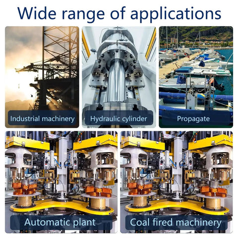 Wide range of applications for Built Tough Stainless Steel Rod End Bearings Two Pack featuring industrial and hydraulic machinery.