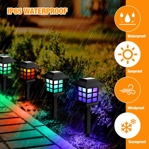 24 Pack Solar Pathway Lights Outdoor Waterproof LED Solar Powered Landscape Lighting in rain, IP65 waterproof, garden
