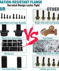 Comparison of 288 Piece Metric Flange Bolt Kit, black zinc alloy steel vs lower quality alternatives, highlights durability.