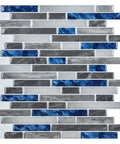 Peel and Stick Marble Backsplash Tile Set for Kitchen and Bathroom 12x12 Inch Vinyl Decorative Tiles showing blue and gray design