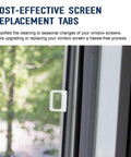Total Win Window Screen Pull Tabs 30 Pack Universal Replacement Handles Frosted Clear No Stress Repair Grips on window screen.
