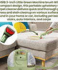 Person using Tough Stain Brush Tool Replacement For Little Green Machine Fits Portable Carpet And Upholstery Cleaners Compatible With 4075 2513E And Other Similar Models Must Have For Messy Spills on sofa