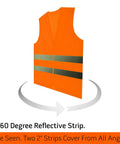 12 Pack High Visibility Safety Vests Yellow Fluorescent With 360 Degree Reflective Strips For Men Women Work Cycling Running Surveyors Volunteers Crossing Guards Road Construction Neon Hi Vis Gear, showing vest with 360-degree reflective coverage.