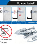 Installation steps for Self Drilling Drywall Anchors and Screws Kit with Six Size Options in Silver for Sheetrock and Hollow Walls