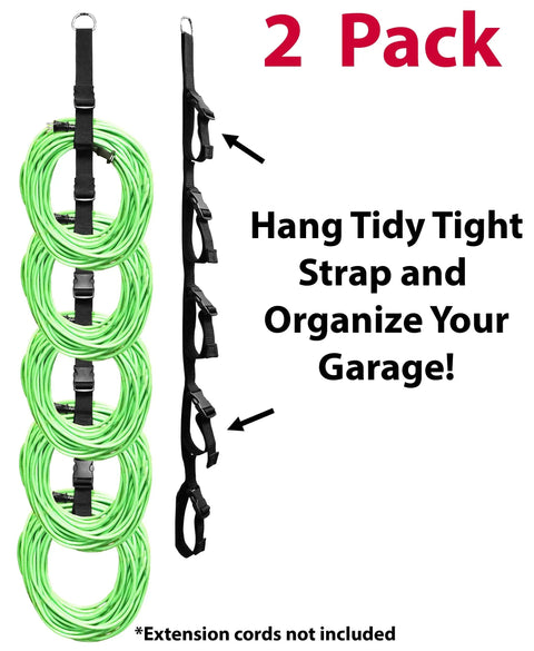 Image of Two Pack Garage Organization System With Five Securing Loop Straps And Adjustable Buckles For Quick Load And Secure Storage