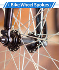 Close-up of bicycle wheel with 12G 205mm Bicycle Spokes Set For All Wheel Types Ride Ready Universal Carbon Steel.