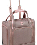 Newcastle 15-Inch Underseat Roller Luggage Carry-On, Rose Charcoal Herringbone, with telescoping handles and front pockets