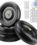 13 Inch Flat Free Replacement Tires For Carts And Wheelbarrows Heavy Duty Beefy Set Of Four with accessories, side view